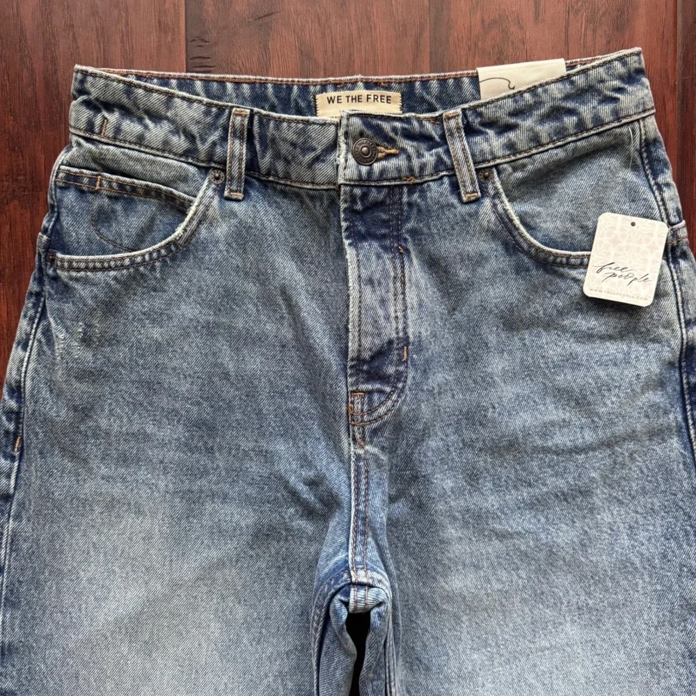 NWT Free People We The Free Deep Trance Dropped Boyfriend Jeans 26 Barrel Denim